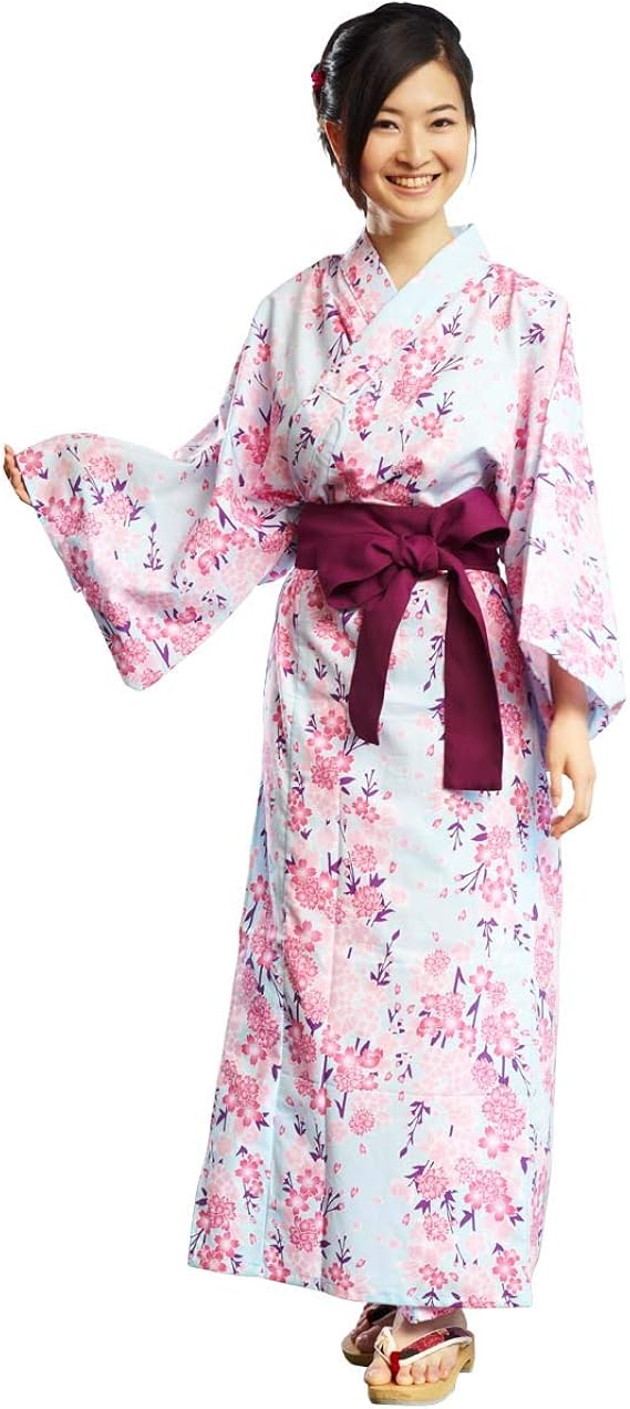 Amazon 浴衣 大人女性用 日本製 帯付き 浴衣セット 婦人 レディース 水色柄 浴衣 通販