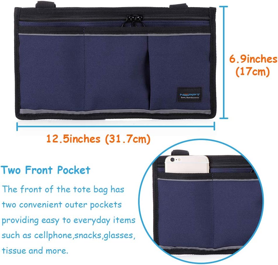 Walker Bag Wheelchair Electric Scooter Bag Travel Carry Bag Pouch Armrest Side Organizer Mesh Storage Cover - Fits Most Bed Rail, Scooters, Walker, Power & Manual Electric Wheelchair (Dark Blue): Health & Personal Care