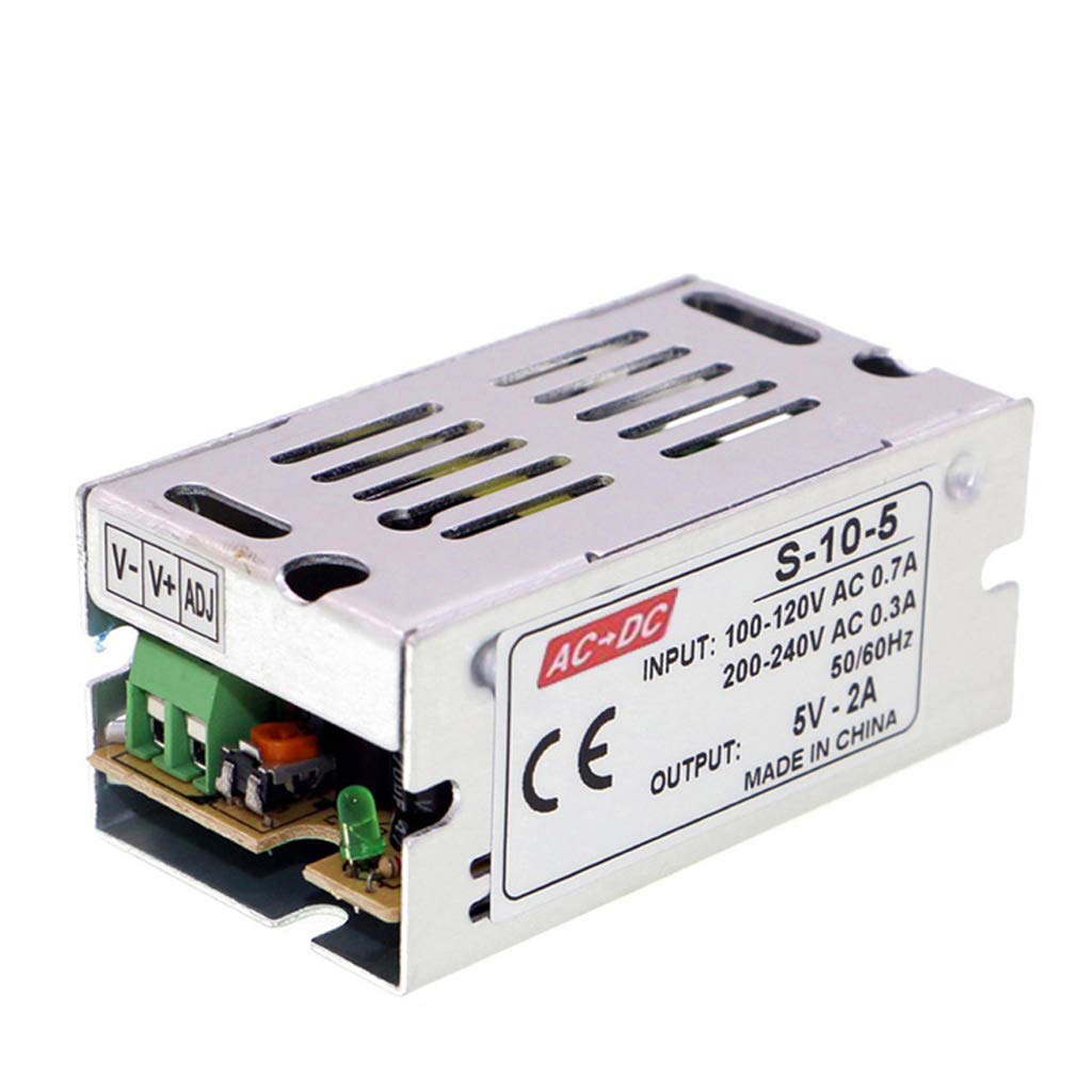 5V 2A 10W Switching Power Supply, AC 100-240V to DC 5V, Universal Regulated Power Adapter for LED Strip Lights, Security Cameras, CCTV, Home Electronics
