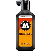 MOLOTOW ONE4ALL Acrylic Paint Refill ONE4ALL Paint Marker, Signal Black, 180ml Bottle, 1 Each (692.180), 6.08 Fl Oz (Pack of 1)