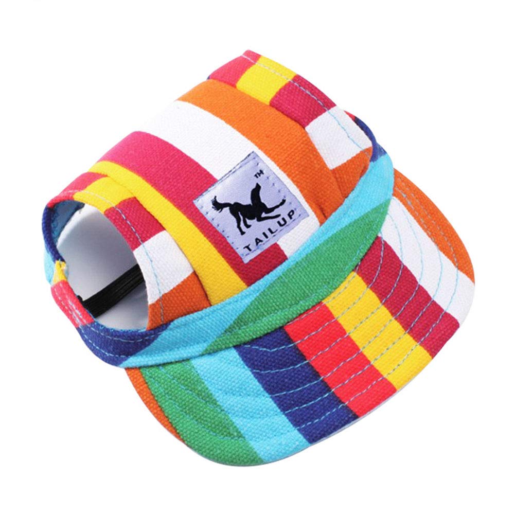 Egurs Dog Baseball Hat Rainbow Stripes L