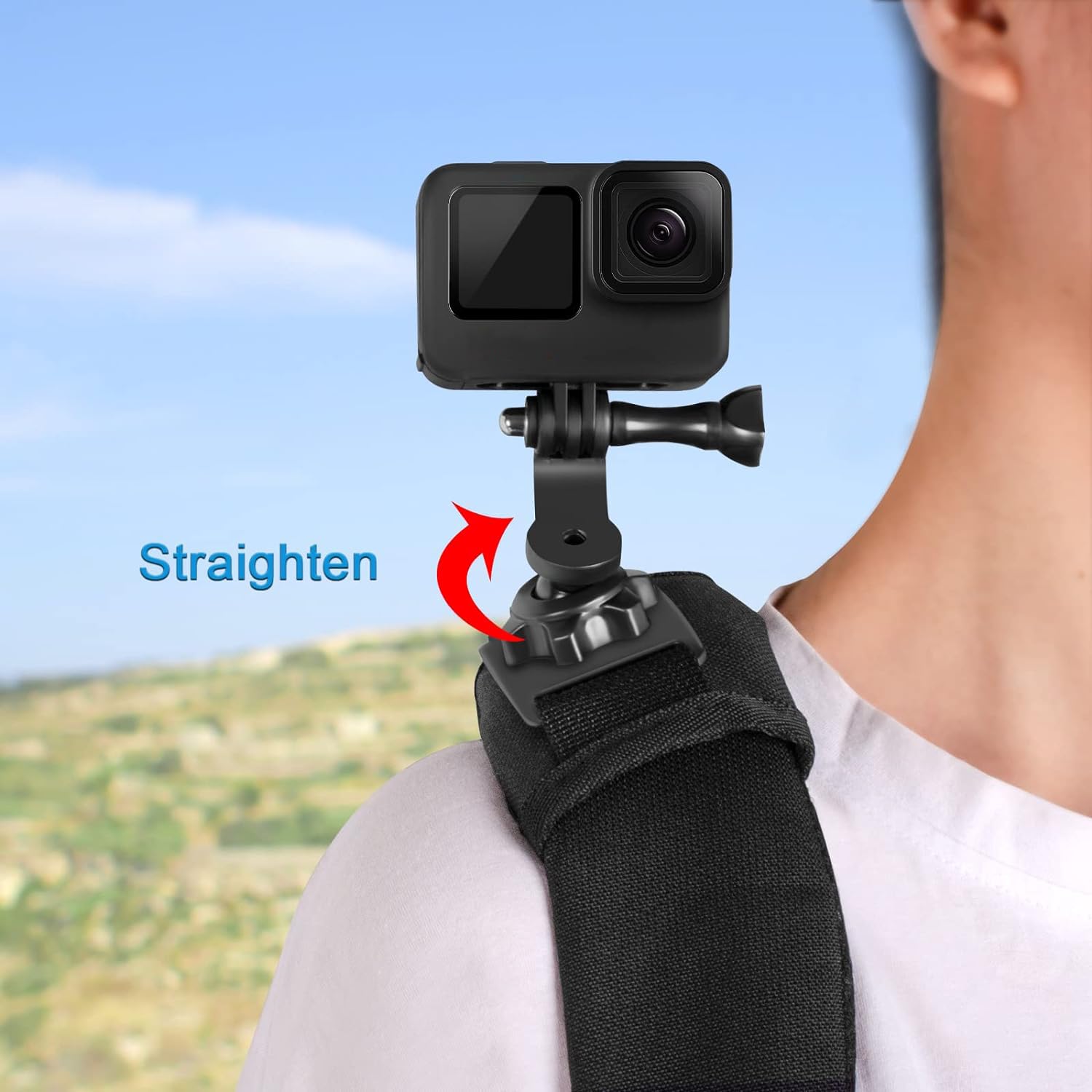 Taisioner Backpack Strap Shoulder Chest Mount Compatible with GoPro AKASO Insta360 OSMO Action Sport Camera for Climbing Walking on Foot Recording Accessories (Improved Version)