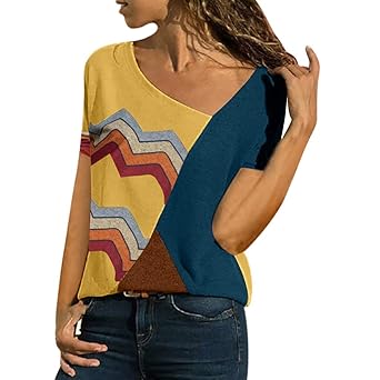 Fannyfuny Damen Casual Leopard Patchwork Farbblock Langarm T-Shirt Asymmetrischer V-Ausschnitt Langarmshirt Tops Sweatshirt Tunika Top Pullover Bluse Oberteil