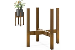 EASOGER Plant Stand for Indoor Plants, Mid Century Modern Adjustable Bamboo Plant Stand Indoor Plant Holder Rack for Living Room, Balcony Fits 8,10,12 inch Pots Corner Plant Stand (1 Pack, Plant Stand Only)
