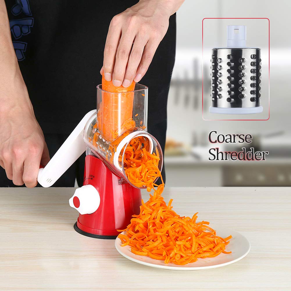 Rotary Cheese Grater Shredder Chopper Round Tumbling Box Mandoline