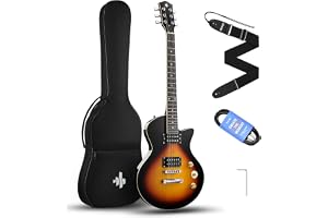 Donner 39" Electric Guitar Beginner Kits, Solid Body with Dual Humbucker Pickups, C-Neck Full Size Kit with Bag - Ideal for Starters and High-gain Rock, Sunburst