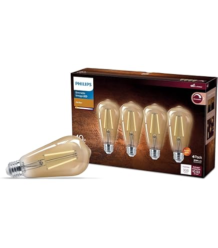 PHILIPS LED 40W ST19 4-Pack Vintage Edison Spiral Daylight (5000K