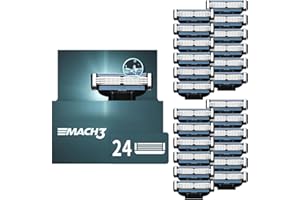 AMERZAM Razor Blade Refills for Men - 24PCS Compatible with mach 3 razor blades refills with Mach3 Razors, Dual Lubrication Blades for Extra Close & Comfortable Shave