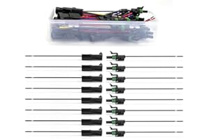 Amliber 8 Kits 1 Pin Weather Pack Connectors Kit with 16AWG Wire, 1 Wire Waterproof Automotive Electrical Connectors Wire Harness Connectors