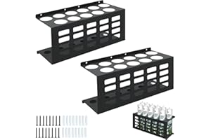 Yaellede 2 Pack Metal Hand Caulk Tube Holder Wall Mounted, 11 Slots Silicone Caulking Tube Holder, Grease Gun Storage Rack, W