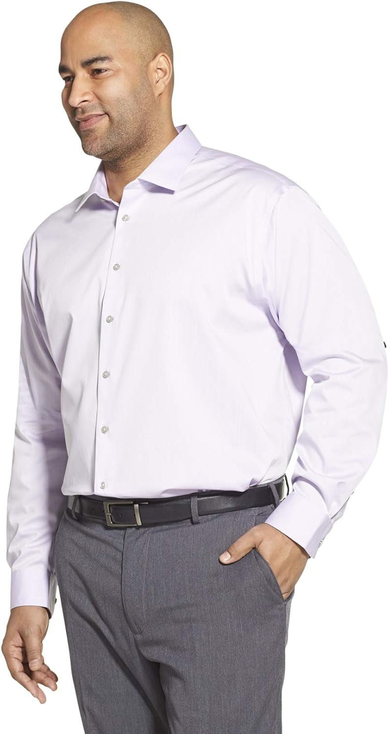 Calvin Klein Men's Big and Tall Dress Shirts Non Iron Herringbone Solid: Clothing