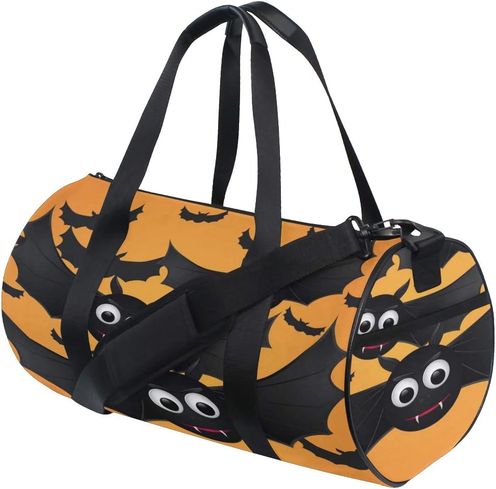Halloween Orange Scary Eye Flying Bat Custom Multi Lightweight Large Yoga Gym Totes Handbag Travel Canvas Duffel Bags With Shoulder Crossbody Fitness Sports Luggage For Boys Girls Mens Womens