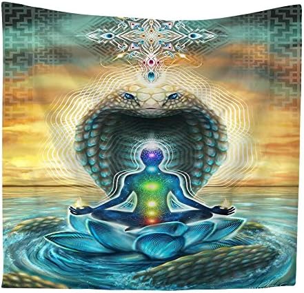 YQ Park India Buddha Statue Cobra Print Home Tapestry Wall Hanging Beach Towel Beach Sit 2