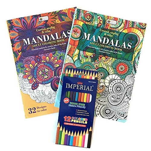 Adult Coloring Book and Colored Pencils Set- 3 Pack - Makes the Perfect Easter Gift!