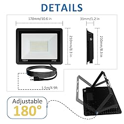 ZHPINGMX 100W LED Flood Light Outdoor, 10000LM