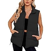 Century Star Puffer Vest for Women's Outerwear Vests Puffy Oversized 2024 Quilted Vest Tops Jackets Coat with Pockets