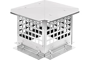 LTSEAME Chimney Cap, 9" x 9" Chimney Cover Stainless Steel Fireplace Chimney Flue Caps, Adjustable Metal Strips with Bolts Screws (9" x 9")