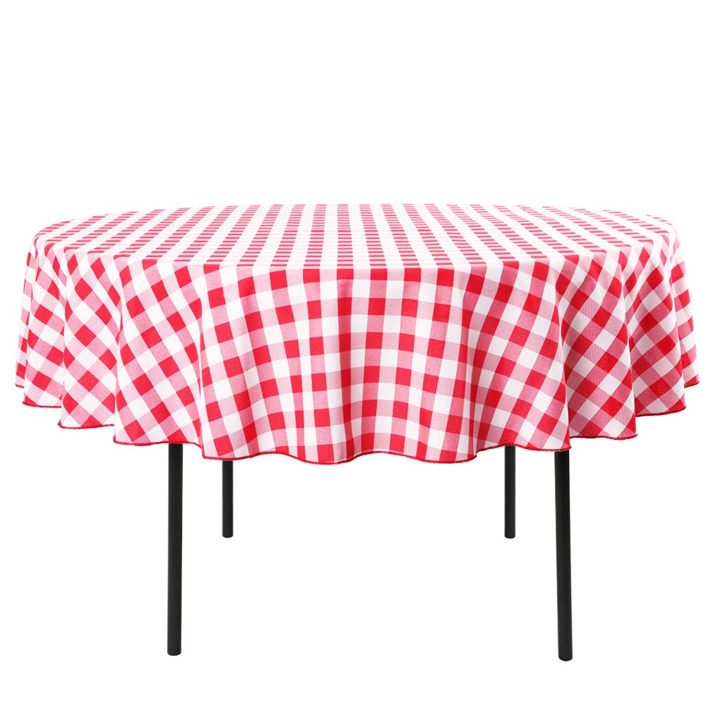 Best linen table cloth 90 in round polyester red and white