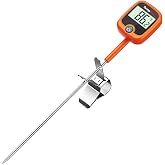 TempPro TempDip 1 Sec Candy Thermometer Digital with Pot Clip &amp; Large LCD | 10" Long Probe Instant Read Oil Frying Deep Fryer Thermometer, Waterproof Cooking Meat Food Chocolate Thermometer for Brewing
