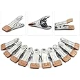 ZYAMY 10pcs Multi Function Windproof Clothes Clip Stainless Steel Small Heavy Metal Spring Clamps Gold Color 23x56mm for Drying Clothes