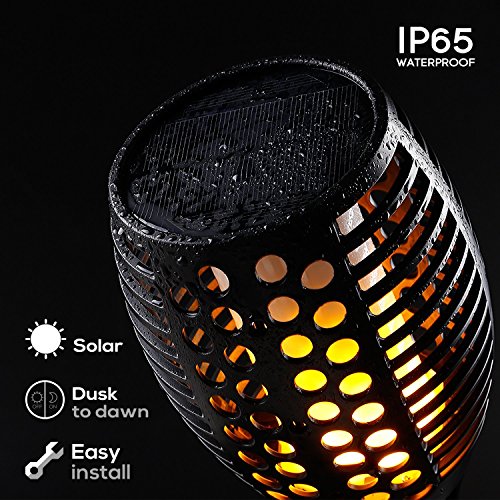 Furnizone Solar Garden Light Outdoor Patio Torch Light Tiki Torch LED Lighting Flickering Pathway Lights Dancing Flame Auto On/Off Security Light Waterproof Landscape Decoration Lights 2 Pcs (4Pcs) - Thumbnail 2