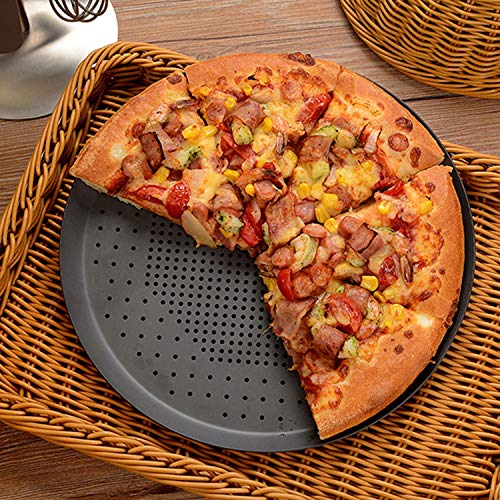 Pizza Pan with Holes, Segarty 10 inch Pizza Crisper Cooking Pan with Coating, Thickened Steel Pizza Tray for Oven, Round Perforated Baking Pan for Home & Restaurant Kitchen Cooking Tool