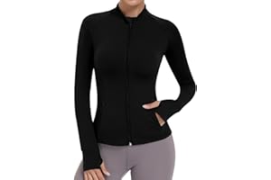 JoyGirl Women's Workout Jacket Full Zip Running Jacket with Thumb Holes Slim-Fit Yoga Athletic Gym Jackets with Pockets