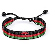 Malawi Flag Bracelet, Adjustable, Boho Style Rope Bracelet for Women, Men, Thread String
