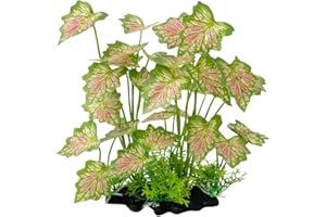 Smoothedo-Pets Aquarium Plant Fish Tank Decoration Small Plastic Artificial Plant Goldfish Fish Hide (Rainforest Leafs-Pink-Large-Set) (Rainforest Leafs-Pink-Large-Set)