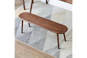 Wayshome 100% Solid Oak Indoor Dining Bench, Wood Bench for End of Bed with Safety Rounded Corners, Entryway Benches for Farmhouse, Kitchen, Living Room(Walnut,12" L x 39.5" W x 16.2" H)