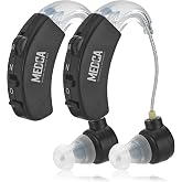 Behind the Ear Sound Amplifier - BTE Hearing Ear Amplification Device and Digital Hearing Aids for Seniors PSAD for the Hard of Hearing, Noise Reducing, Black, By MEDca
