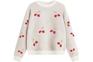 EGOCKAL Girls Fall Sweaters Pattern Casual Crewneck Long Sleeve Knit Pullover Tops for Kids Size 5-14 Years