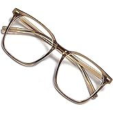 MACJERO Oversized Square Blue Light Blocking Glasses for Women Men, Anti-Fatigue Computer Monitor Gaming Glasses Reduce Eye Strain(Brown)