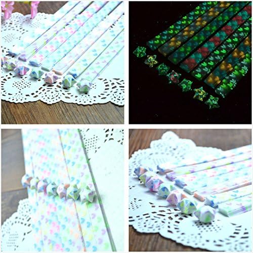 Double colored Glow in Dark Lucky Star Origami Folding Plastic Strip Paper"heart" Set04
