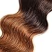 2 Tone Ombre Hair 3 Bundles With Closure Brazilian Virgin Hair Body Weft Human Hair Extensions T4/30 Medium Brown/Medium Auburn(18 20 22with16)