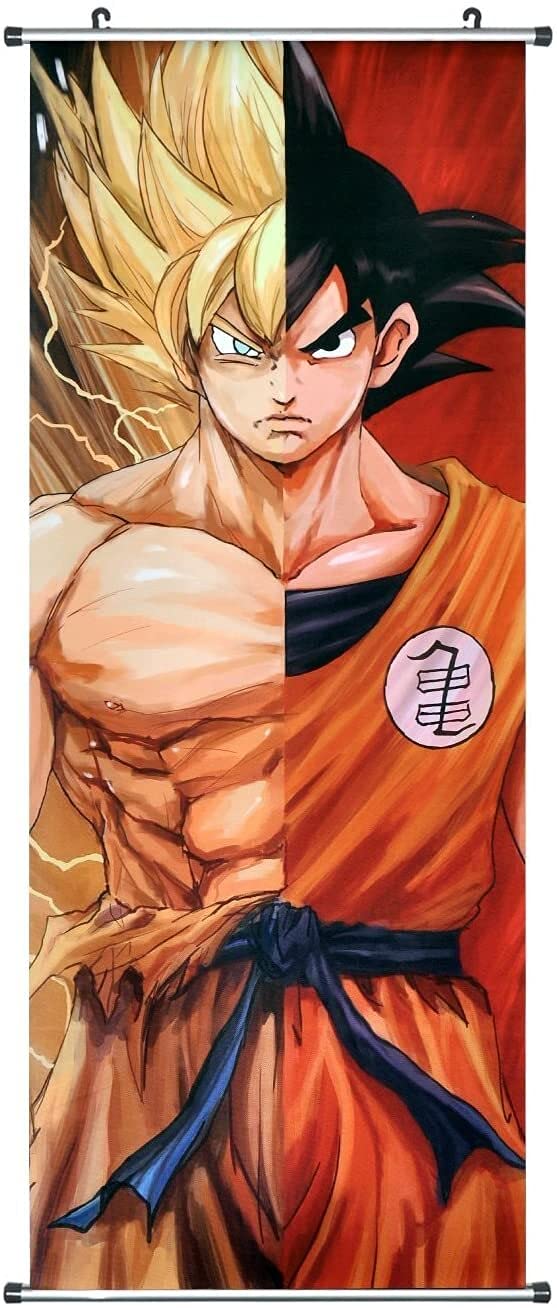CosplayStudio Large Dragon Ball Scroll Picture | Kakemono Fabric Poster 100 x 40 cm | Motif: Super Saiyan
