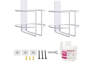 FIJARU Wall Mount Wipes Holder & Dispenser -2 Pack- Rustproof Bathroom & Kitchen Organizer with 3M Adhesive or Screws, Fit for Clorox, Lysol, Baby & Pet Wipes – No-Drill Space-Saving Wall Rack