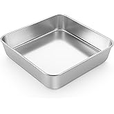 LIANYU 8 x 8 Inch Square Cake Pan, Stainless Steel Baking Lasagna Brownie Bread Pan, Perfect for Birthday Party Wedding, Oven & Dishwasher Safe