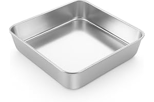 LIANYU 8 x 8 Inch Square Cake Pan, Stainless Steel Baking Lasagna Brownie Bread Pan, Perfect for Birthday Party Wedding, Oven