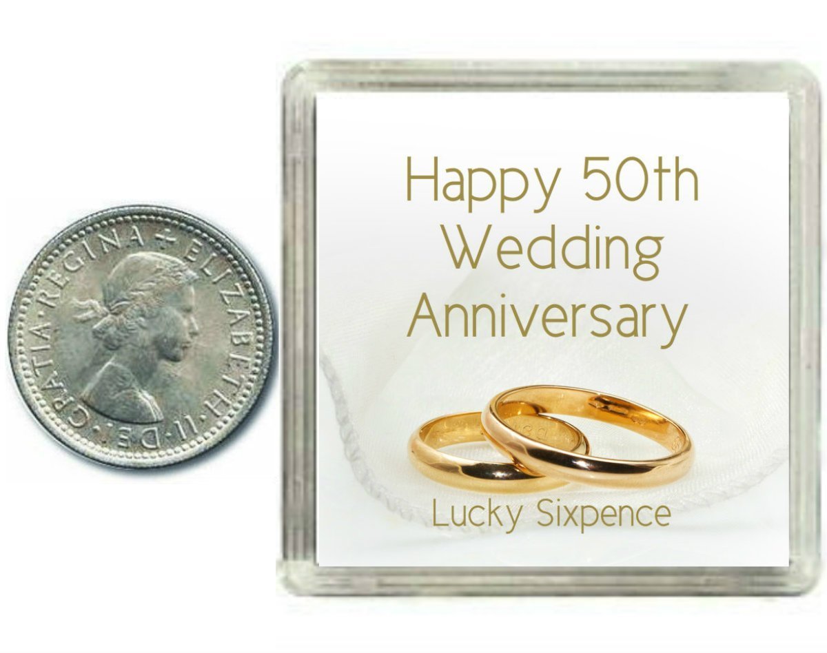 Lucky Sixpence Coin 50th Golden Wedding Anniversary, great present idea