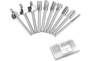 Bestgle HSS Router Bits 1/8" 3mm Shank Wood Engraving Milling Trimming Cutter Bits Fit for Foredom Rotary Tool Set Pack of 10