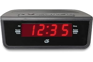 GPX C224B Dual Alarm Clock AM/FM Radio with Red LED Display (Black)