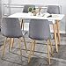 VECELO Modern Dining Side Chairs Fabric Cushion Seat Back Sturdy Metal Legs for Living Room,Set of 4, Gray