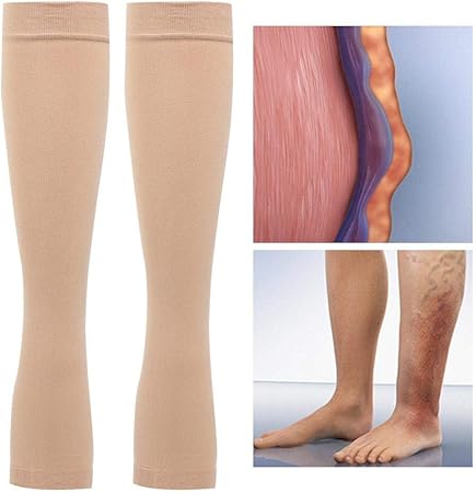 Amazon Co Jp 膝高圧縮ストッキング 不透明圧縮ストッキング 女性と男性用の膝高サポートストッキング ふくらはぎ圧縮ストッキング ふくらはぎスリーブサポート S ビューティー