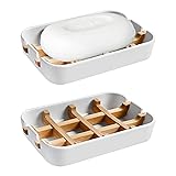 Aoheuo Modern Bamboo Fiber soap Holder and soap