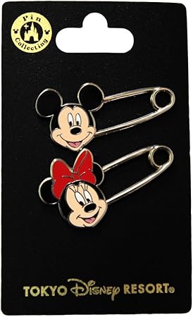Amazon ミッキー ミニー マウス 安全ピン型 ピンバッジ 2個セット ディズニー ピン バッジ リゾート限定 グッズ お土産 アニメ 萌えグッズ 通販