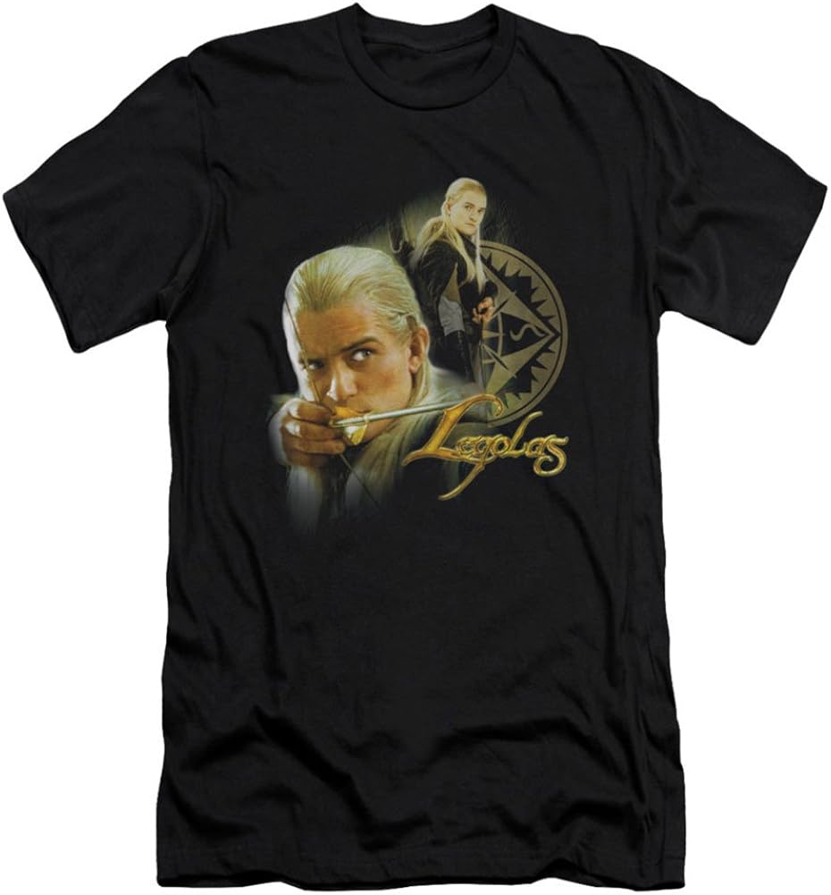 The Lord of The Rings Movie Legolas Stare with Bow Adult Slim T-Shirt Tee