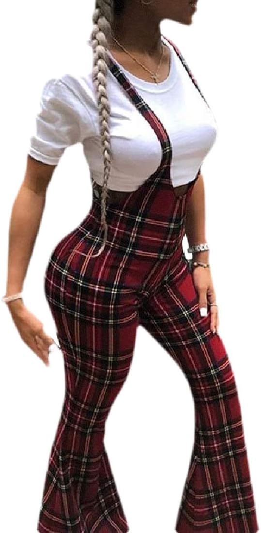plaid suspender pants womens