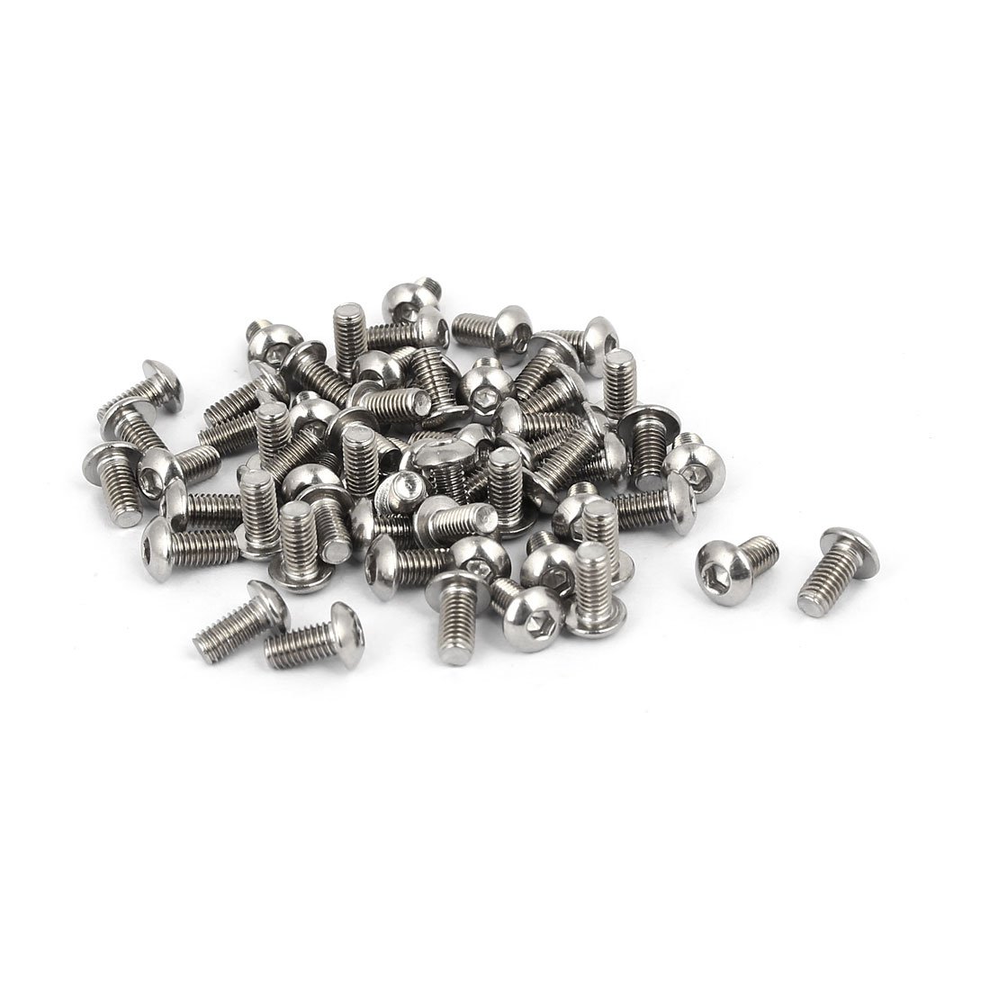 Sourcingmap M3 x 6mm 304 Stainless Steel Button Head Hex Socket Cap Screws Fastener 60PCS