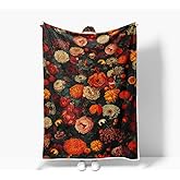 Boho Floral Throw Blanket for Girls Women, Vintage Floral Baby Blanket, Soft, Flannel, Warm, Boho Flower Fleece Throw Blankets for Couch Bedroom Living Room 50X60 Inch